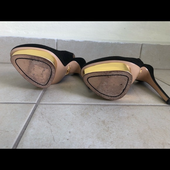 Charlotte Olympia Suede Black Slingbacks - Picture 7 of 8